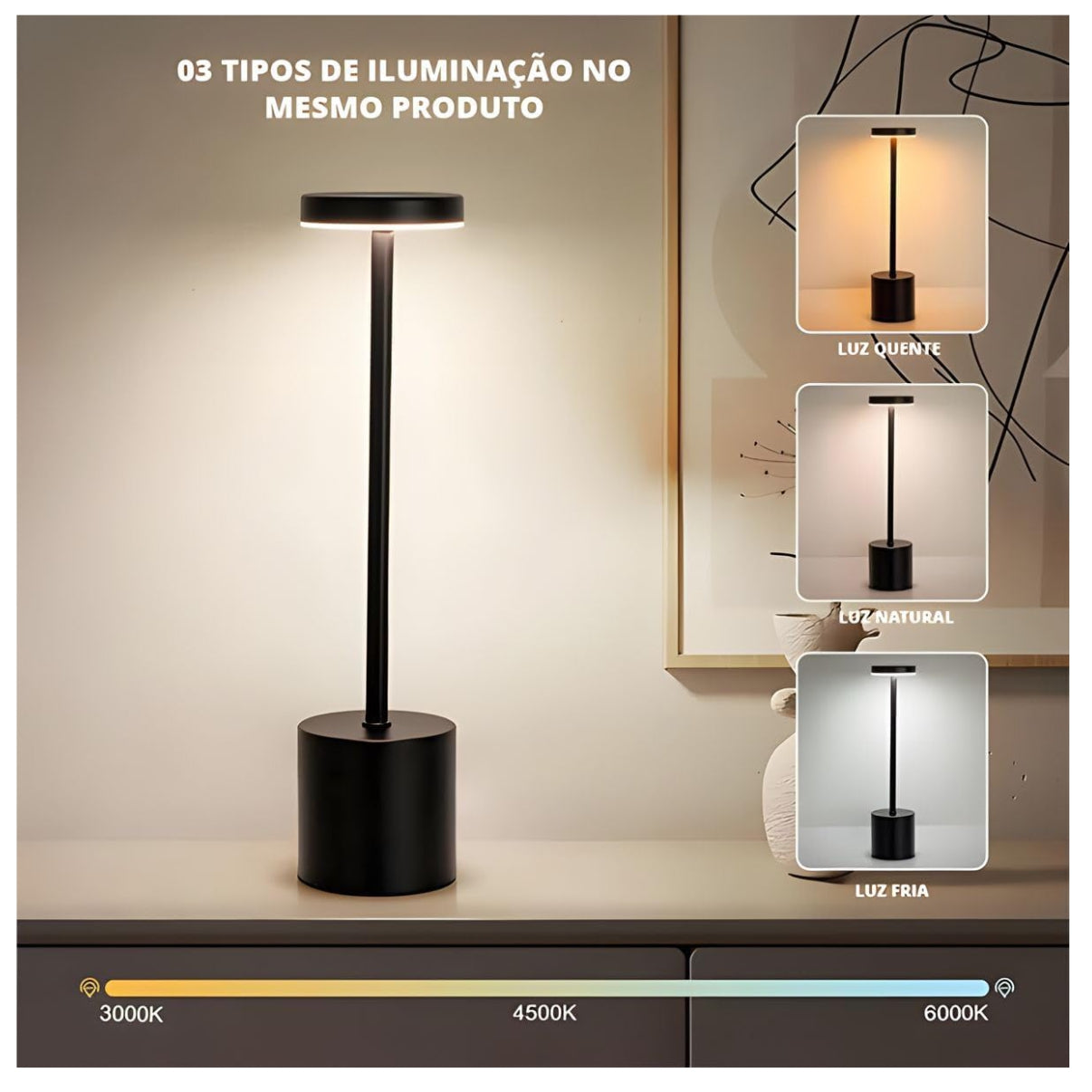 Lámpara LED de Mesa Inalámbrica Touch