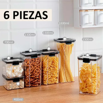 Recipientes Organizadores Comida Hermeticos Sellables Set X7 Transparente